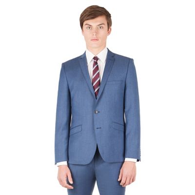 Ben Sherman Blue birdseye 2 button front super slim fit camden suit jacket